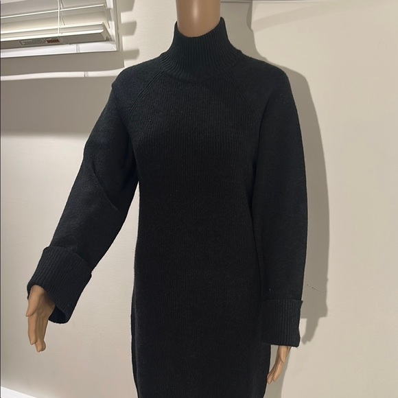 RW&CO Black Ribbed Mock Neck Long Sleeve Dress - Picture 2 of 9
